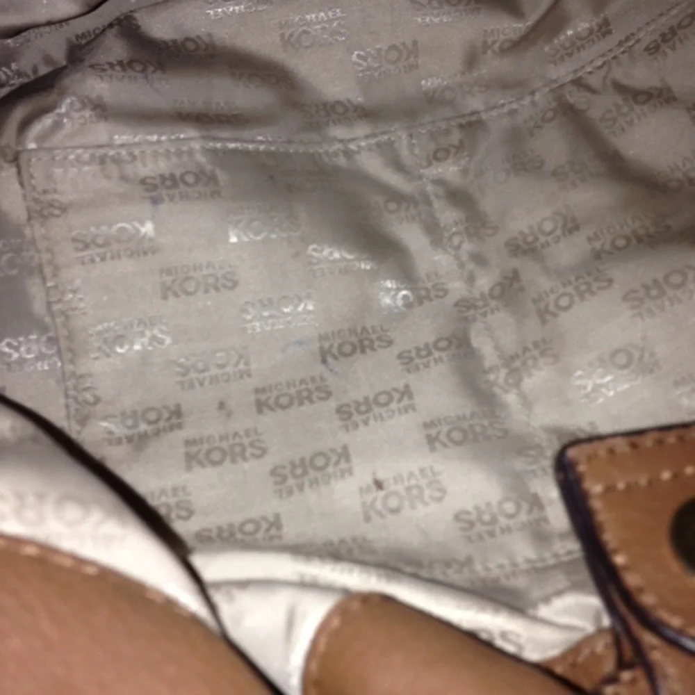 MICHAEL KORS drawstring leather brown purse bag